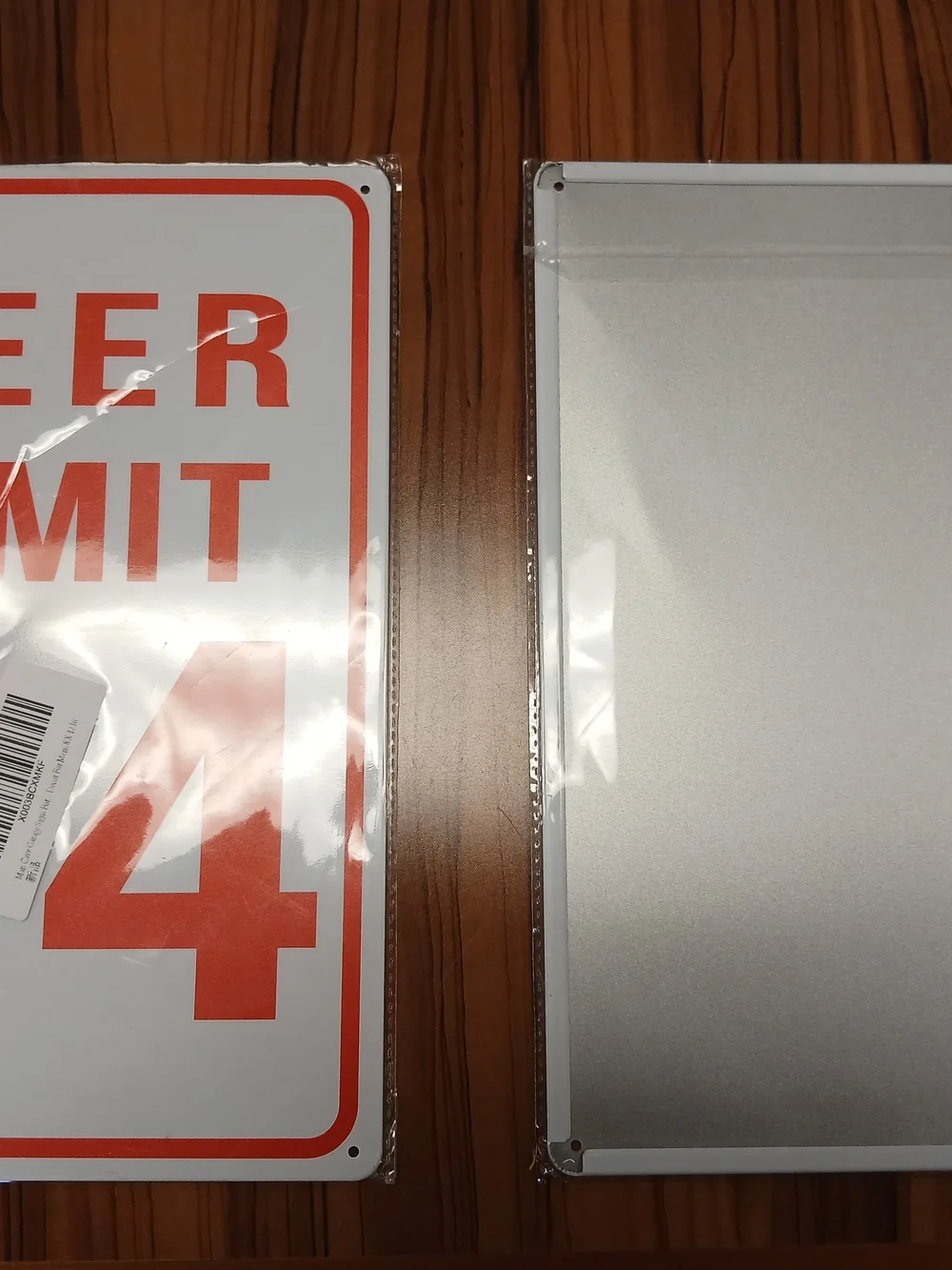 Novelty 'Beer Limit 24' Metal Party Sign - White and Red - 7.75